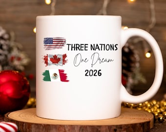 Drei Länder ein Traum Becher, WM 2026 Kaffeebecher, Fußball-Fan Becher, Fußball-WM Becher, USA Kanada Mexiko Becher, Fußball-Liebhaber Geschenk
