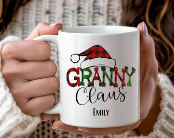 Granny Claus Mug, Christmas Coffee Cup, Santa Claus Holiday Mug, Grandma Christmas Gift, Festive Holiday Drinkware