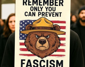 No Kings Protest Sign PRINTABLE, Bear Refuse Fascism Political Activist Rally Sign, ICE Protest, Anti Trump Protest Poster Digital Download