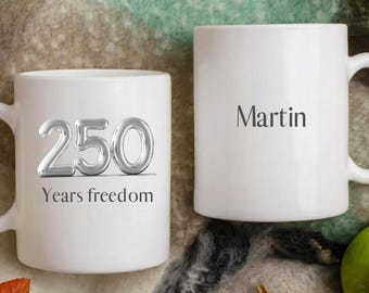Patriot Pride Mug, 250 Years We The People Cup, Lady Liberty American Flag Mug, USA Freedom Coffee Cup, Patriotic Gift for Him