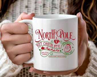 Kids hot cocoa Christmas mug, Personalized hot chocolate mug, Personalized Christmas gift for kids, hot chocolate mug, North pole