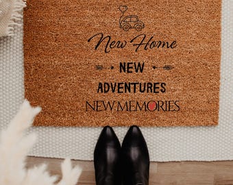 New Home Doormat Personalized, New Home New Memories New Beginnings Door Mat, New Home Gift, Family Name Doormat, Custom Doormat,Welcome Mat