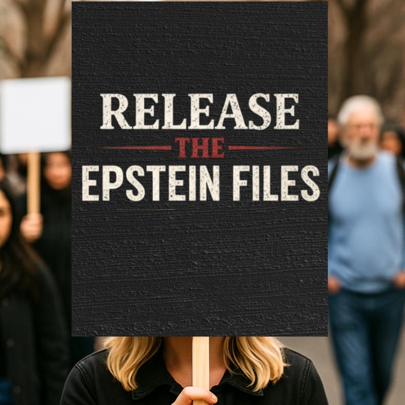 Protest Sign Lettering Release the Epstein Files Protest Sign, Justice Transparency Poster ...