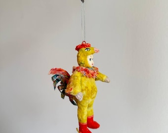 Handmade cotton Christmas ornament: Boy in Rooster Costume