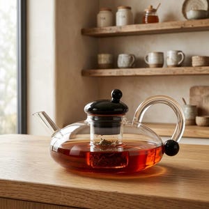 Clear Glass Teapot With Infuser | 600ml Heat Resistant Tea Kettle | Loose Leaf Brewer | Elegant Home Office Teaware Gift Health Pot Tea Sets