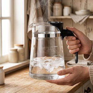 Glass Teapot With Infuser | One Click Tea Water Filter | Heat Resistant Clear Kettle | 500 750 1000ml Loose Leaf Brewer Kitchen Gift Tea Set