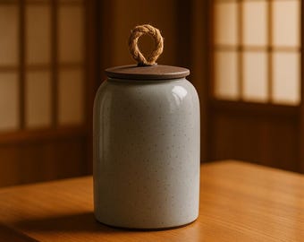 Handmade Ceramic Storage Jar for Tea Coffee Sugar Spices with Rustic Airtight Lid Vintage Kitchen Canister Available in 6 Colors