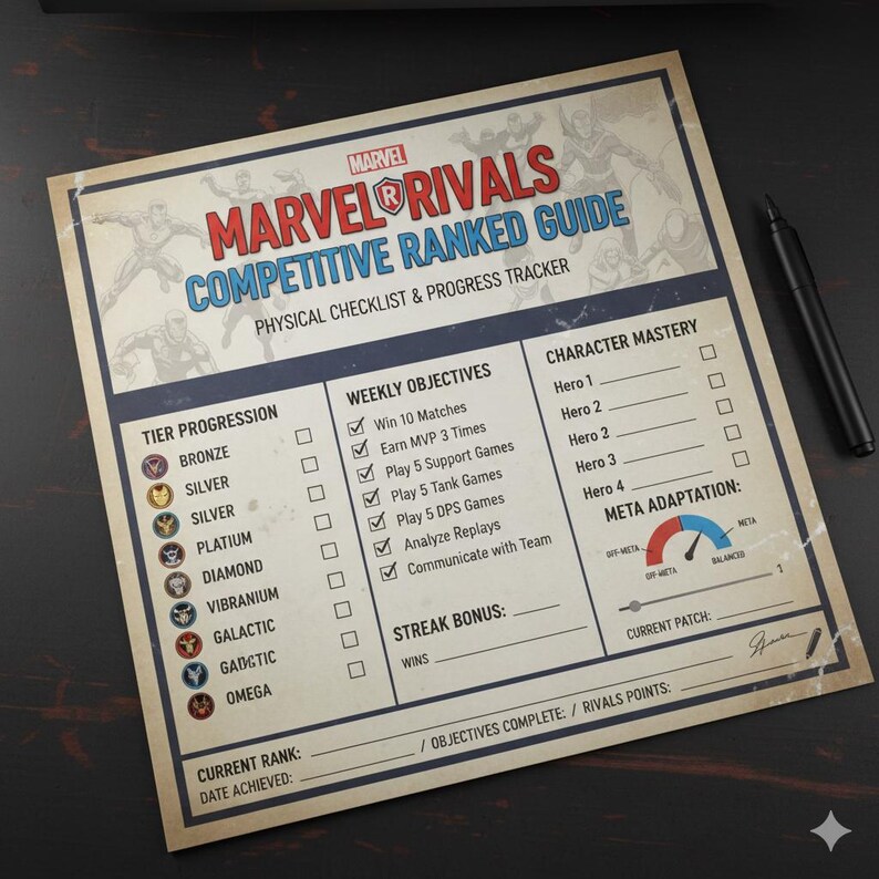 Marvel Rivals Competitive Tracker Marvel Rivals Competitive Ranked Guide Custom Order – Physical Guide ...