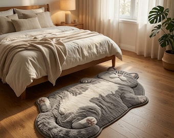 Niedlicher Katzen-Teppich, Kawaii-Katzen-Teppich für Schlaf- und Badezimmer, weiche Fußmatte im japanischen Stil, Dekoration für Katzenliebhaber