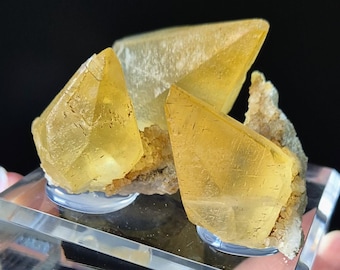 Trío de calcitas Golden Stellar Beam. Montana, EE. UU.