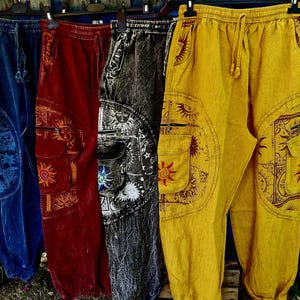 Unisex Stonewashed Wide Leg Trousers, Hippy/Boho/Festival One Size