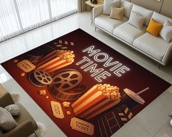 Alfombra Retro para la Hora del Cine: Diseño de Palomitas de Maíz de Cine