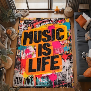 Tapis Music is Life : graffitis colorés, décoration urbaine