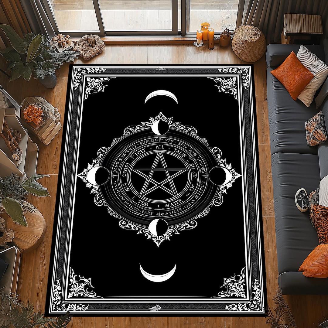 Gothic Pentagram Rug: Black Occult Design, Witchcore Home Decor - Etsy