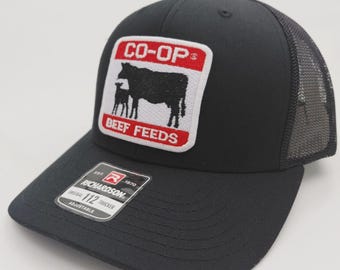 Co-Op Beef Feeds Richardson 112 Trucker Cap Hat Mesh Snapback Embroidered Patch