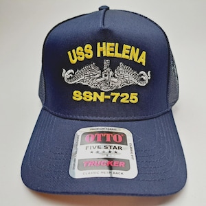 USS Helena SSN-725 Mesh Snapback Cap Hat Navy Blue Boat Submarine Ship