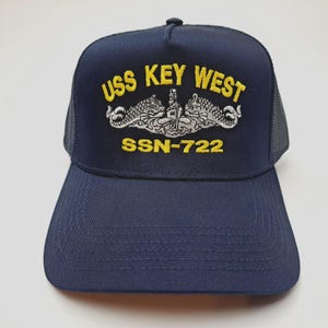 USS Key West SSN-722 Mesh Snapback Cap Hat Navy Blue Boat Submarine Ship