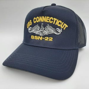 USS Connecticut SSN-22 Mesh Snapback Cap Hat Navy Blue Boat Submarine Service