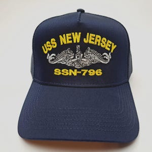 USS New Jersey SSN-796 Mesh Snapback Cap Hat Navy Blue Boat Submarine Ship