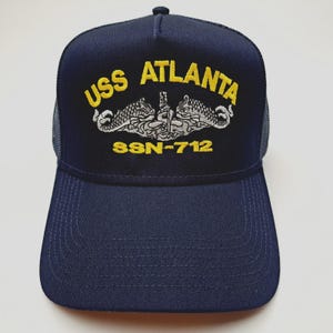USS Atlanta SSN-712 Mesh Snapback Cap Hat Navy Blue Boat Submarine Ship