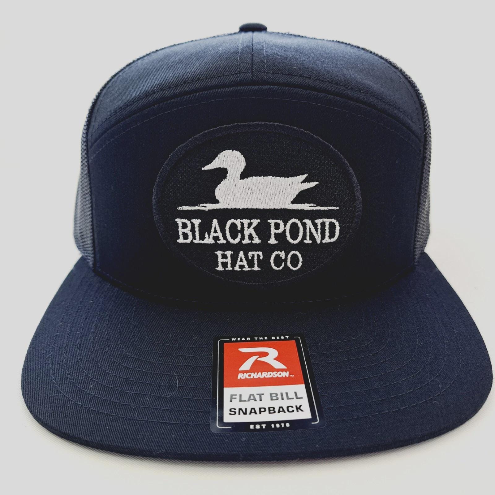 Retro USA Made Fishing Black Pond Co. Richardson 7 Panel Flat Bill Hat Cap Gear Retro USA Made Fishing Black Pond Co. | Mercari main image 4