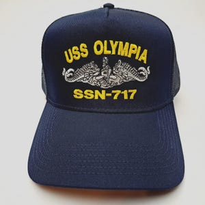 USS Columbia SSN-771 Mesh Snapback Cap Hat Navy Blue Boat Submarine Ship