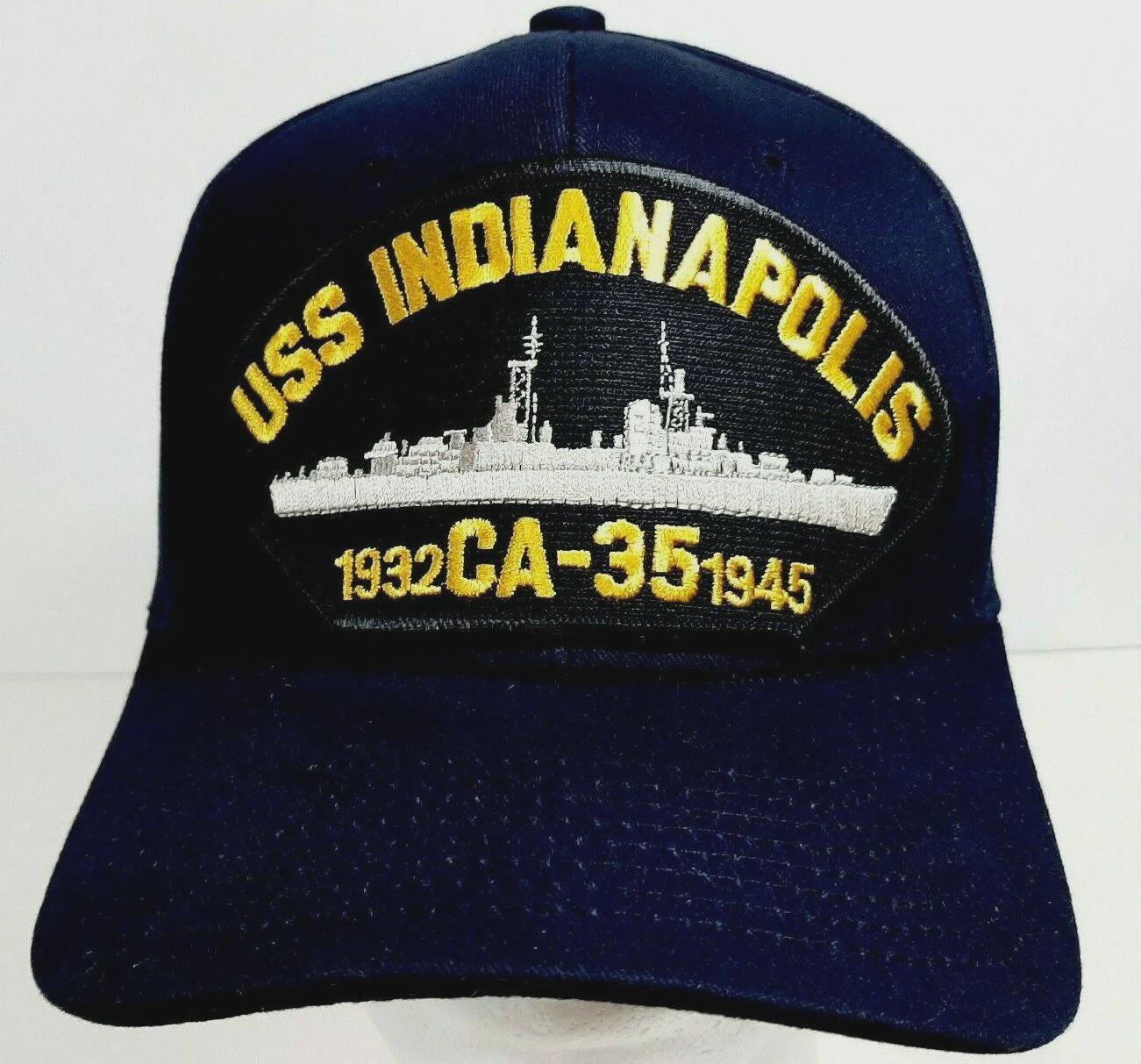 USS Indianapolis CA-35 US Navy Blue Embroidered Mesh Trucker Snapback Hat OS USS Indianapolis CA-35 Baseball Cap Hat Mesh | Mercari main image 4