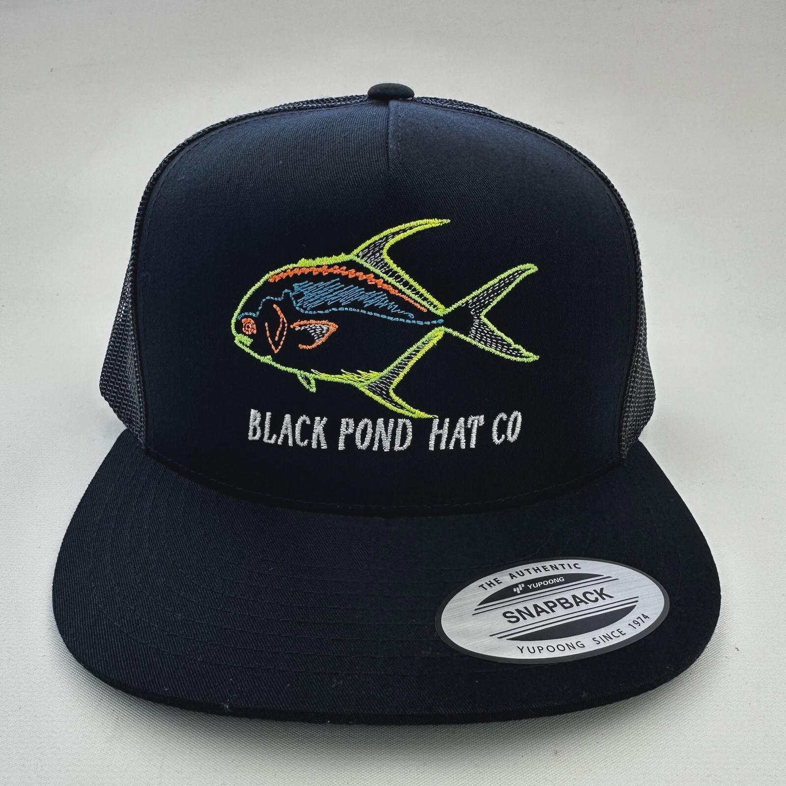 Black Pond Pompano Fish Flat Bill Mesh Snapback Embroidered  display picture 2