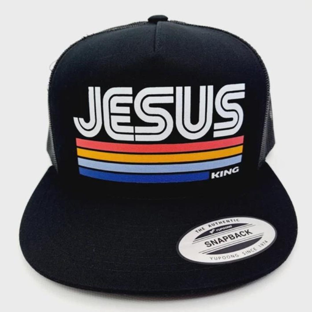 Jesus Christ King Flat Bill Yupoong Baseball Cap Hat Trucker  display picture 3