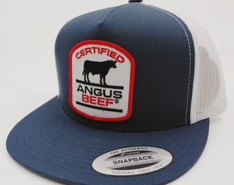 Certified Angus Beef Cattleman Hat Embroidered Patch Flat Bill Mesh Snapback Cap