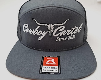 King Ranch Flat Bill Trucker Embroidered Cap Hat Snapback Black Texas Cowboy 80s RIVEMUG Texas Western Flat Bill Trucker Hat Longhorn Country  main image 4