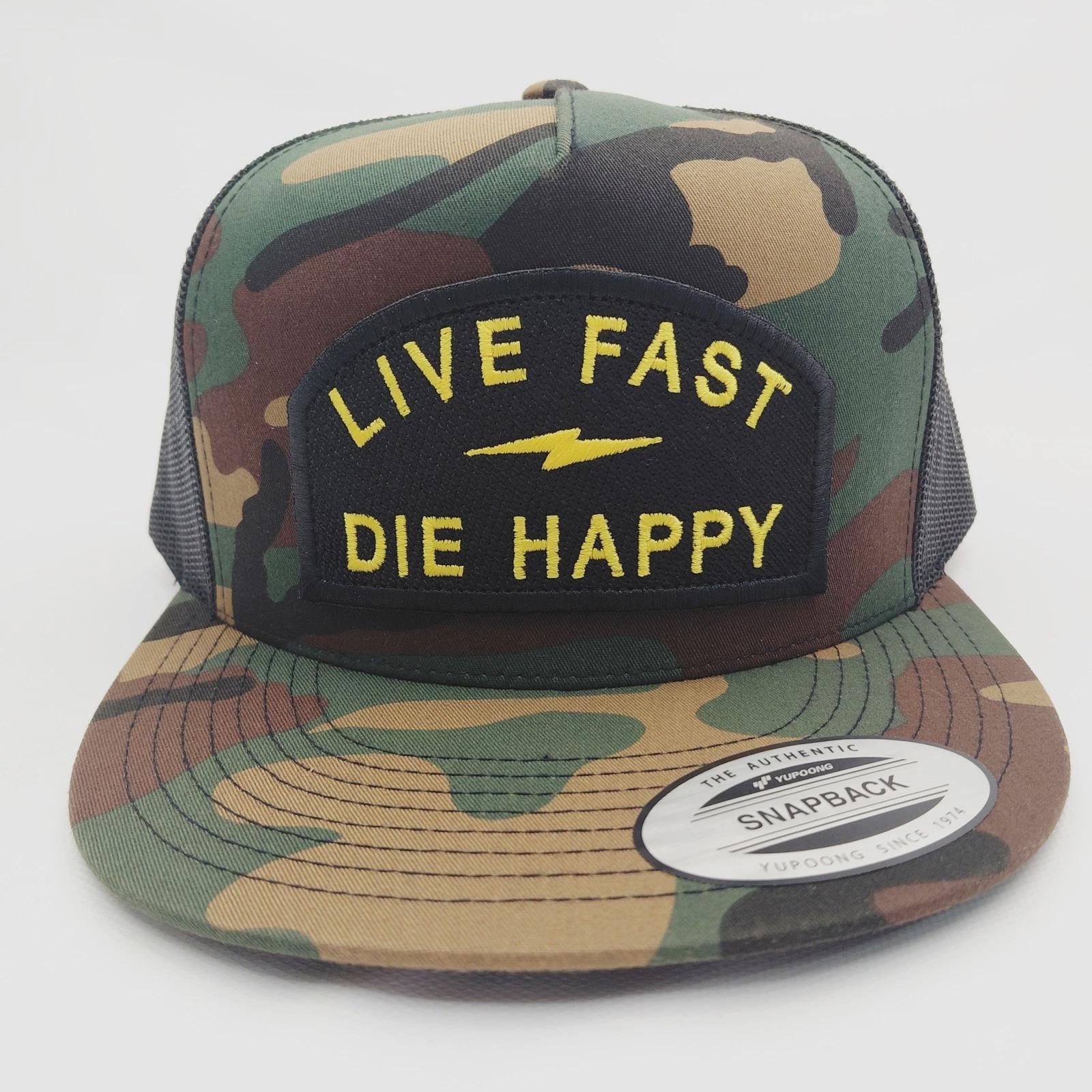 Live Fast Die Happy Trucker Hat Snapback Camo Black Flat Bill Cap Mesh Back New 51z2PEb2ntL._AC_UY1000_.jpg main image 2