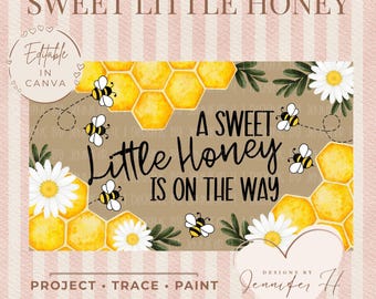 Sweet Little Honey Banner Template | Bee Baby Shower, Traceable Painting Design | Project, Trace, Paint Digital Design