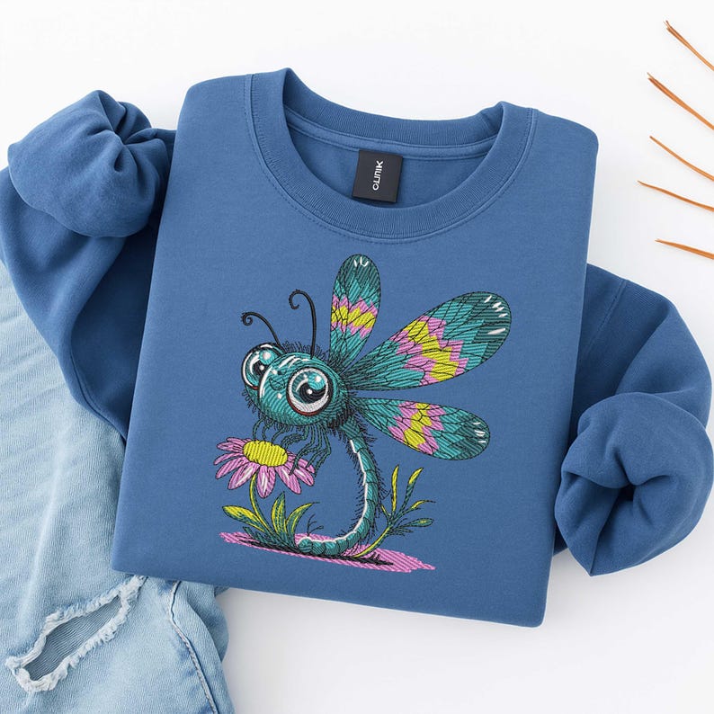 Cute Dragonfly Embroidery Design, Kawaii Insect Machine Embroidery File ...