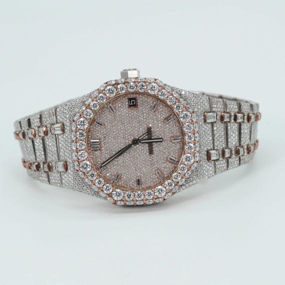 Handcrafted Moissanite Diamond Men's Watch, Automatic Wristwatch