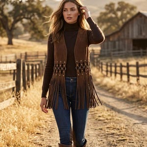 Suede Fringe Vest - Etsy