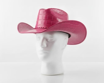 Handmade Crocodile Embossed Leather Cowboy Hat | Western Fashion Hat for Men & Women