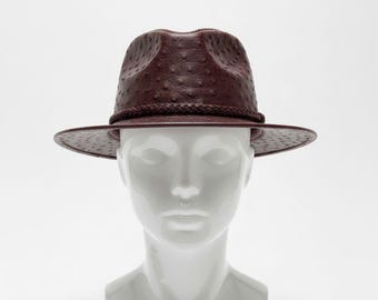 Cappello da cowboy in pelle di struzzo / Cappello western in rilievo / Fatto a mano in stile ranch e festival di lusso