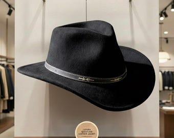 Handcrafted Wool Cowboy Hat | Unique Western Style Outback Hat | Rustic Ranch Fashion Gift