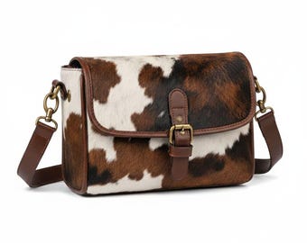 Bolso bandolera de piel de vaca auténtica / Bolso de hombro de piel de pelo hecho a mano