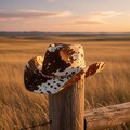 Handmade Brown & White Cowhide Leather Cowboy Hat | Western Style Rodeo Hat | Unique  Fashion Gift product logo