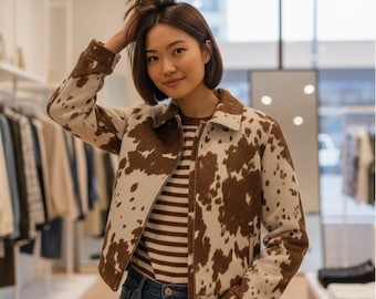 Women’s Cowhide Hair-On Leather Jacket | Natural Pony Skin Coat | Genuine Cow Fur Blazer
