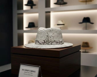 Luxury Faux Snakeskin Cowboy Hat | Handmade Western Python-Style Leather Hat |