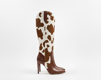 Women’s Cowhide Leather Heels Handmade Genuine Leather Shoes