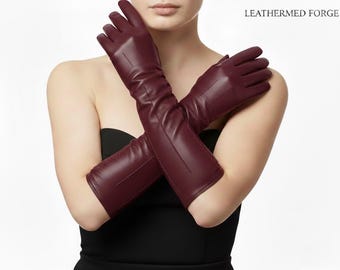 Opera Length Sheepskin Leather Gloves | Elegant Evening Gloves