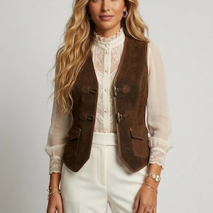 Unisex Suede Vest | Western Cowboy Rodeo Waistcoat | Handmade Vintage Country Festival Jacket