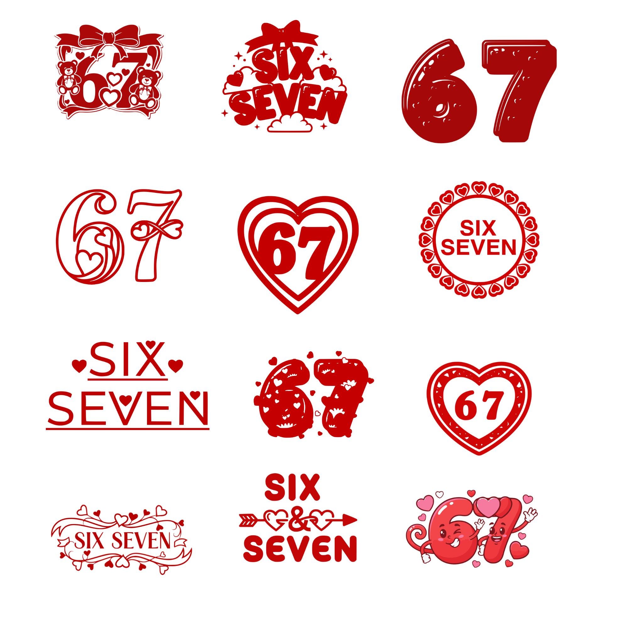 67 Valentine SVG Set | 6 7 Six Seven Valentine Bundle | Viral Meme ...