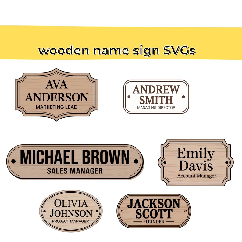 Wooden Name Sign SVG Bundle, 6 Name Sign Designs, Glowforge Laser Cut ...