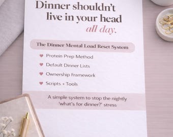 Dinner Mental Load System for Moms | Meal Planner Printable (Digital Download)