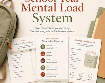 School Year Organizer for Parents | Back to School Planner | Assignment Tracker | Mental Load Planner | Family Organization Printable